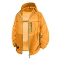 thumbnail image 1 of UPF 50+ Sun Protection Jacket for Men Hooded Long Sleeve Zipper Lightweight Quick Dry Windbreaker Athletic Shirts with Pockets Orange S, 1 of 9