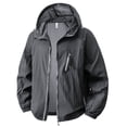thumbnail image 1 of UPF 50+ Sun Protection Jacket for Men Hooded Long Sleeve Zipper Lightweight Quick Dry Windbreaker Fashion Athletic Tops with Pockets Dark Gray 3XL, 1 of 5