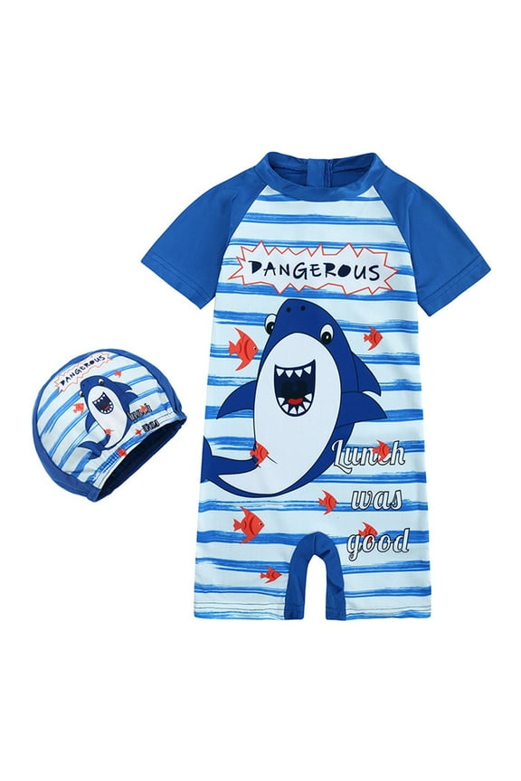 UPF 50+ Sun Protection One Piece Swimsuit Cartoon Dinosaur Print Bathing Suit Quick Dry Beach Surfing Suit For Toddler Kids