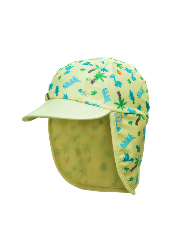 UPF 50+ Sun Protection Toddler Beach Hat Neck Flap Kids Legionnaire Swim Hat Sun Caps Boys Girls Summer Dino Yellow - L