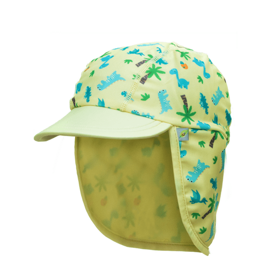 UPF 50  Sun Protection Toddler Beach Hat Neck Flap Kids Legionnaire Swim Hat Sun Caps Boys Girls Summer Dino Yellow - S