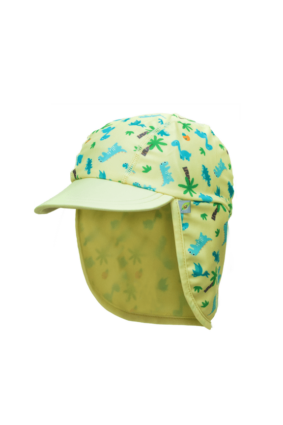 UPF 50+ Sun Protection Toddler Beach Hat Neck Flap Kids Legionnaire Swim Hat Sun Caps Boys Girls Summer Dino Yellow - S