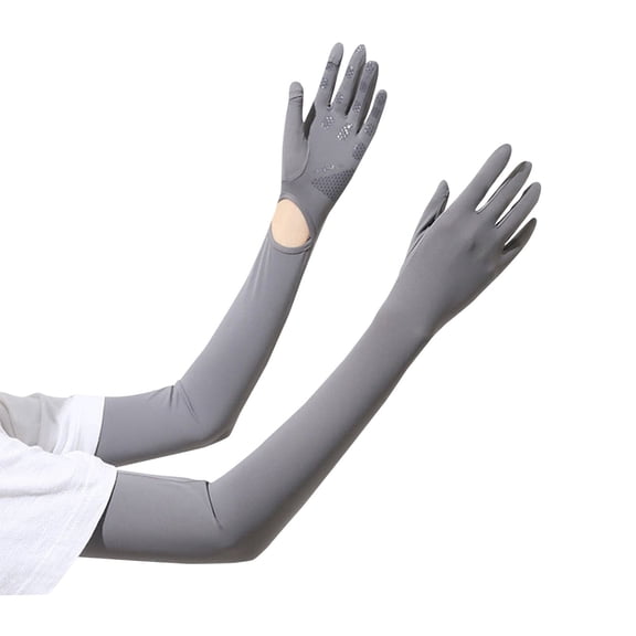 Ice Silk Sunscreen Sleeves and Gloves Set for Outdoor Activities Full Finger Breathable Arm Covers for Cycling and Sports Use