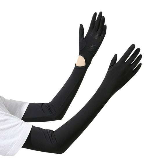 UPF 50+ Sun Protective Arm Sleeves with Full Finger Gloves for Women Men Outdoor Cycling Driving Sports Summer Breathable Non Cool Touchscreen Design