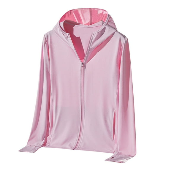 UPF 50  Sun Protective Women's Lightweight Hoodie, Full-Zip Long Sleeve Sun Shirt for Hiking & Outdoor Activities
