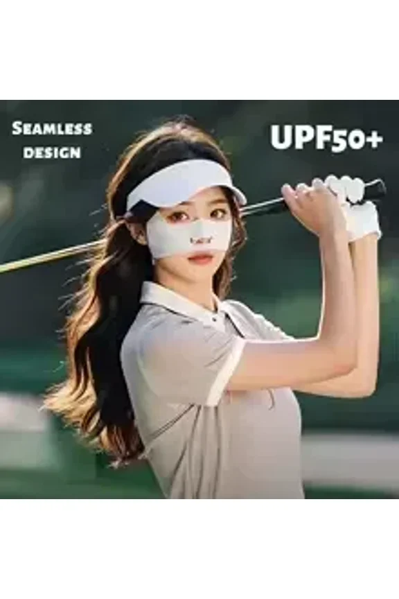 UPF 50+ UV Protection Golf Face Mask, Breathable Cooling Sun Mask with Adjustable Strap, Silicone Anti-Slip 3D Cutout Face Cover for Outdoor Sports Cycling