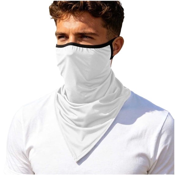 UPF 50 UV Protection Triangle Neck Gaiter with Ear Loops Breathable Cooling Sun Face Mask Windproof Bandana Scarf for Cycling Fishing Motorcycle Running Outdoor Sports White Free Size