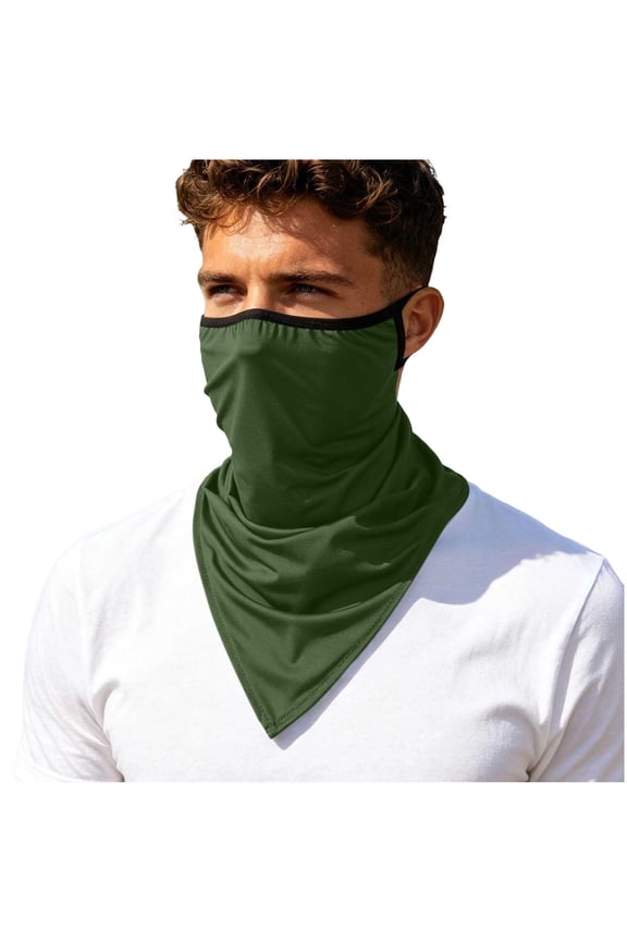 UPF 50 UV Protection Triangle Neck Gaiter with Ear Loops Breathable Cooling Sun Face Mask Windproof Bandana Scarf for Cycling Fishing Motorcycle Running Outdoor Sports Army Green Free Size