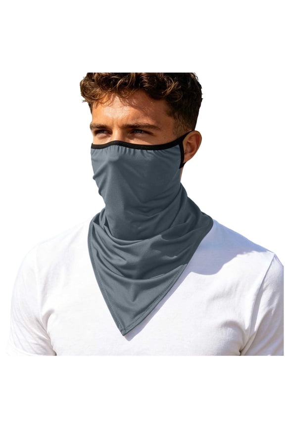 UPF 50 UV Protection Triangle Neck Gaiter with Ear Loops Breathable Cooling Sun Face Mask Windproof Bandana Scarf for Cycling Fishing Motorcycle Running Outdoor Sports Dark Gray Free Size