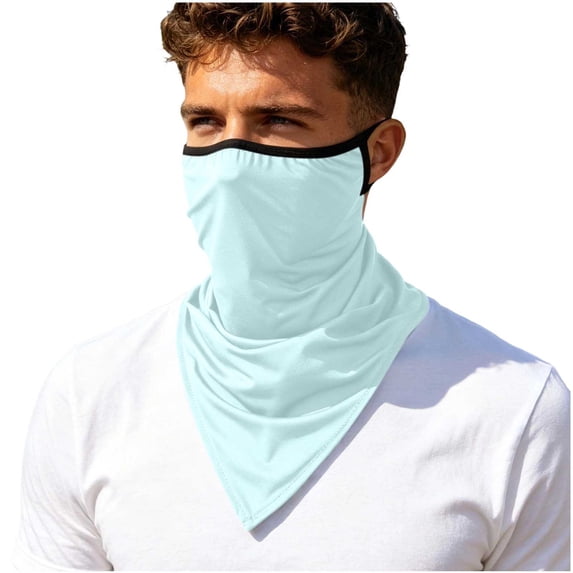 UPF 50 UV Protection Triangle Neck Gaiter with Ear Loops Breathable Cooling Sun Face Mask Windproof Bandana Scarf for Cycling Fishing Motorcycle Running Outdoor Sports Sky Blue Free Size