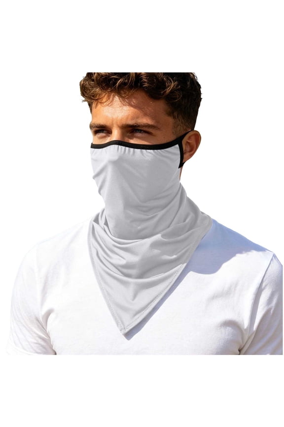 UPF 50 UV Protection Triangle Neck Gaiter with Ear Loops Breathable Cooling Sun Face Mask Windproof Bandana Scarf for Cycling Fishing Motorcycle Running Outdoor Sports Gray Free Size