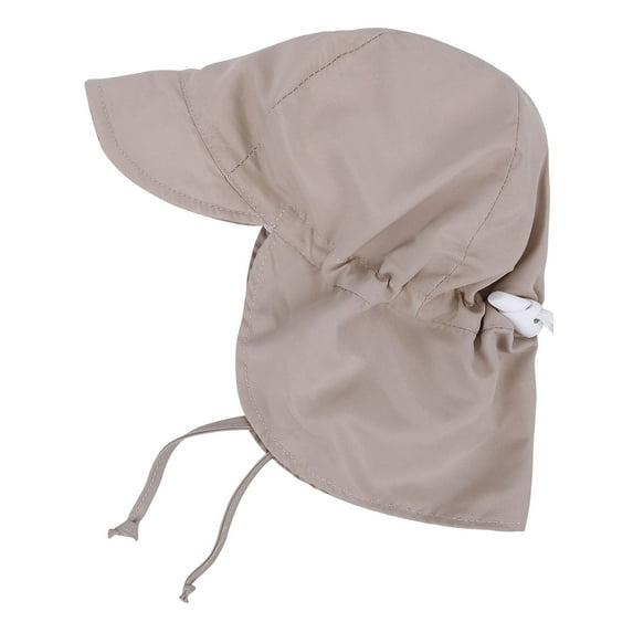 UPF 50+ UV Ray Sun Protection Baby Hat w/ Neck Flap & Drawstring,Khaki,6-12 Months