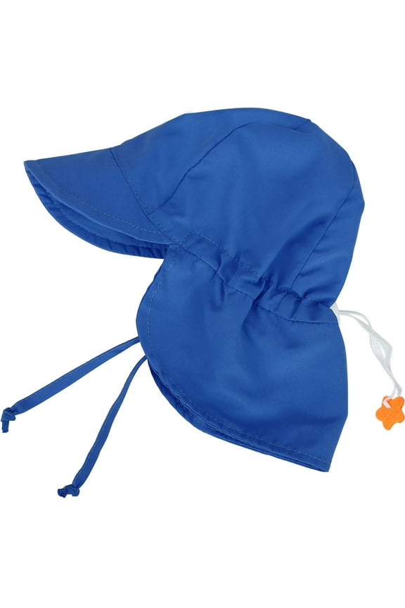 UPF 50+ UV Ray Sun Protection Baby Hat w/ Neck Flap & Drawstring,Royal Blue,0-12Months