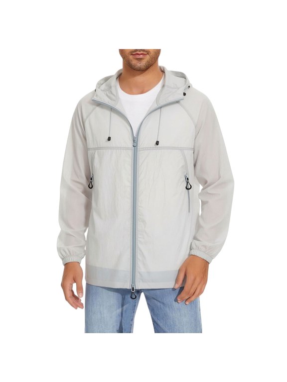 UPF 50+ UV Sun Protection Jackets Men Zip Up Hoodies Long Sleeve Pockets Fishing Climbing Top Coat Dad Gifts