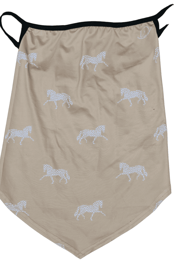 UPF 50+ V Neck Gaiter for Women and Girls, Best Neck and Chest Sun Protection, Ear Loops and Nose Clip, Tan