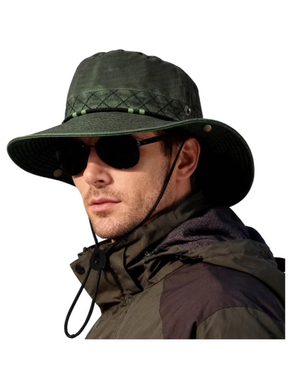 Fisherman Hat UPF 50+ Vintage Style for Men Women, Boonie Hat Wide Brim Cowboy Bucket Hat for Safari, Beach & Hiking