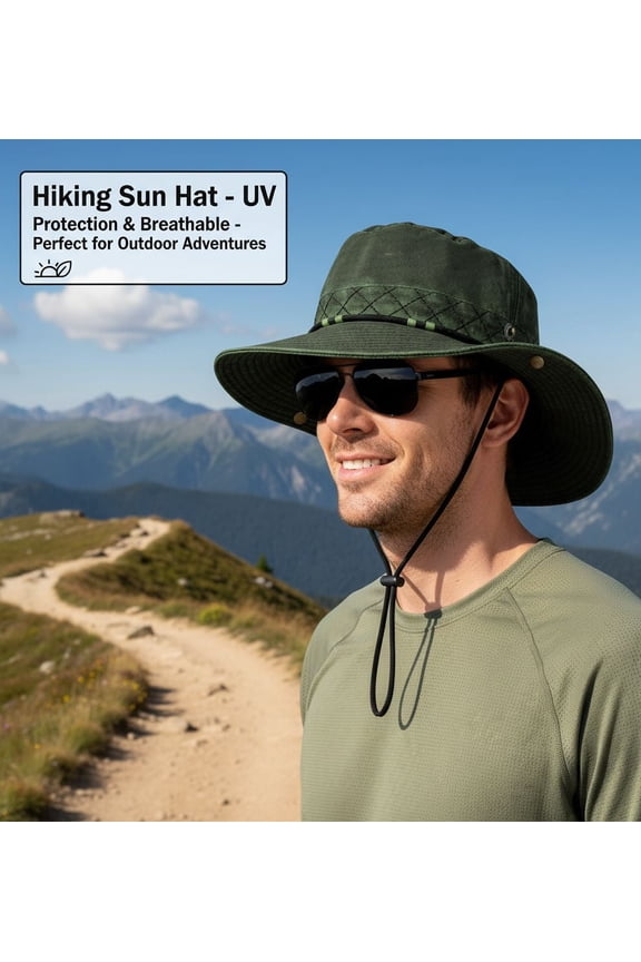 UPF 50+ Vintage Style Boonie Hat - Wide Brim Cowboy Bucket Hat for Safari, Beach & Hiking