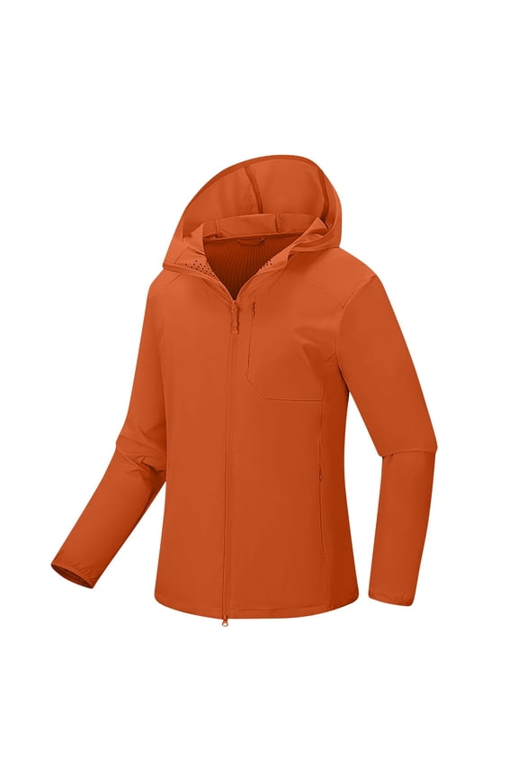 UPF 50+ Waterproof Jacket Women's Packable Hooded Windbreaker with Pockets – Lightweight Cycling Running Coat