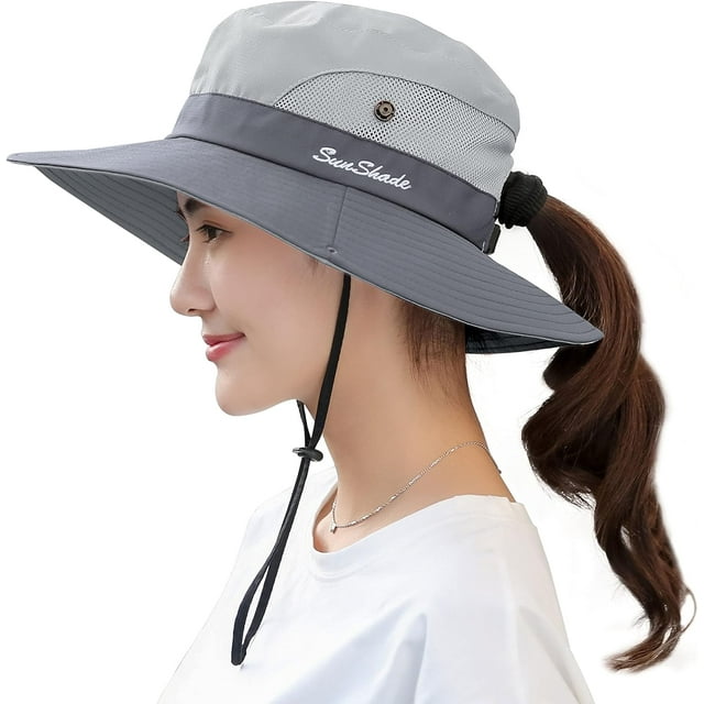 UPF 50+ Wide Brim Sun Hat Waterproof UV Protection Bucket Boonie Hat ...