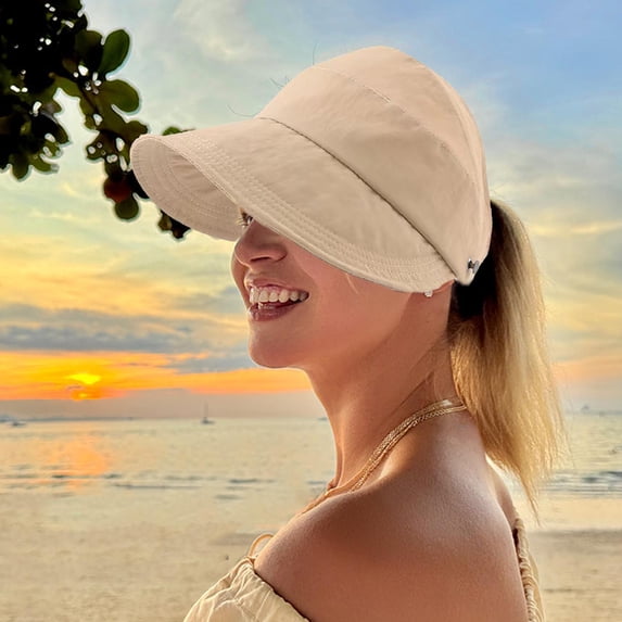 UPF 50+Womens Sun Hat UV Protection Hiking Fishing Hats Wide Brim Hat Adjustable Ponytail Packable Sun Cap
