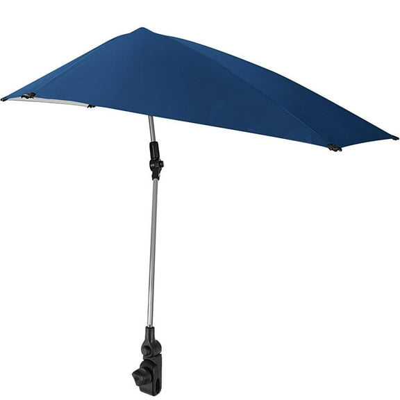 UPF 50+ adjustable beach umbrella XL with universal clips, suitable for chairs, baby strollers, wheelchairs, golf carts, washing machines, and patios