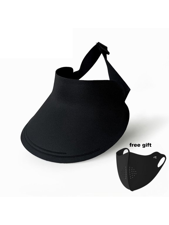 UPF50+ Foldable Sun Visor Hat with Free UV Protection Mask, Lightweight Empty Top Sun Hat for Women Men, One Size Fits All, Ideal for Hiking Running Beach