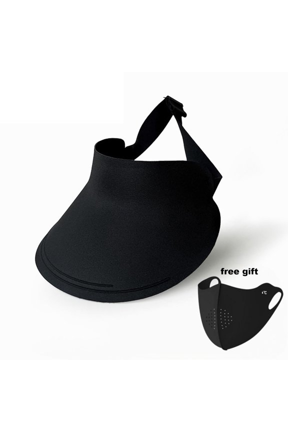 UPF50+ Foldable Sun Visor Hat with Free UV Protection Mask, Lightweight Empty Top Sun Hat for Women Men, One Size Fits All, Ideal for Hiking Running Beach