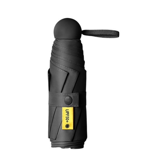 UPF50+ Mini Travel Sun Umbrella Compact Folding Pocket Size Waterproof and Windproof UV Protection for Sun and Rain Black