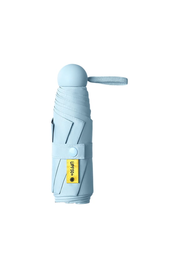 UPF50+ Mini Travel Sun Umbrella Compact Folding Pocket Size Waterproof and Windproof UV Protection for Sun and Rain Blue