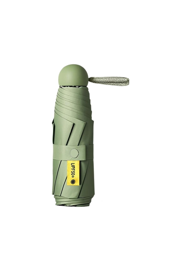 UPF50+ Mini Travel Sun Umbrella Compact Folding Pocket Size Waterproof and Windproof UV Protection for Sun and Rain Green