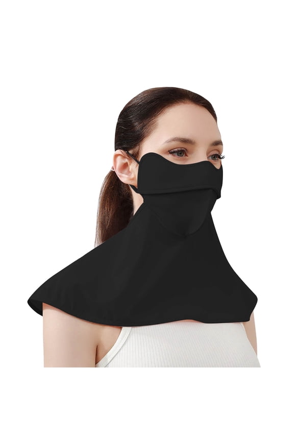 UPF50+ UV Face Mask Breathable Washable Sun Protection Face Shield Mask For Women Cycling Running Driving Black A