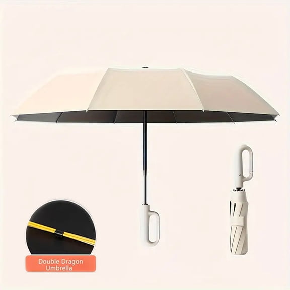 UPF50 UV Protection Folding Umbrella Automatic Compact Sun Rain Umbrella with Loop Buckle Lightweight Portable for Travel Outdoor Daily Use