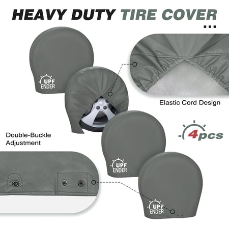 UPFENDER Tire Covers 4 Pack Waterproof Wheel Tire Covers Protector for Truck, SUV, Trailer, Camper, RV - Universa Fit 26-28.75 inches Diameter Wheel