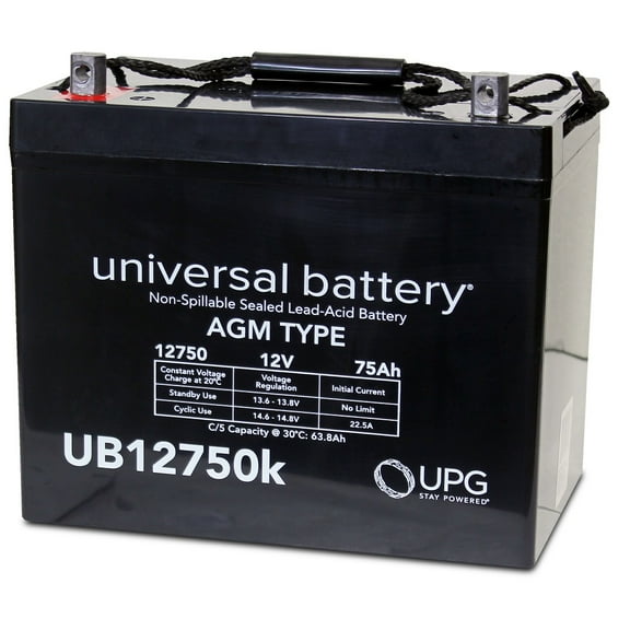 UPG UB12750 12V 75Ah AGM Battery Group 24 Battery for Mobility Power Chair Scooter Wheelchair Hoveround Deep Cycle Marine RV Camper Trolling Motor Solar Wind Backup