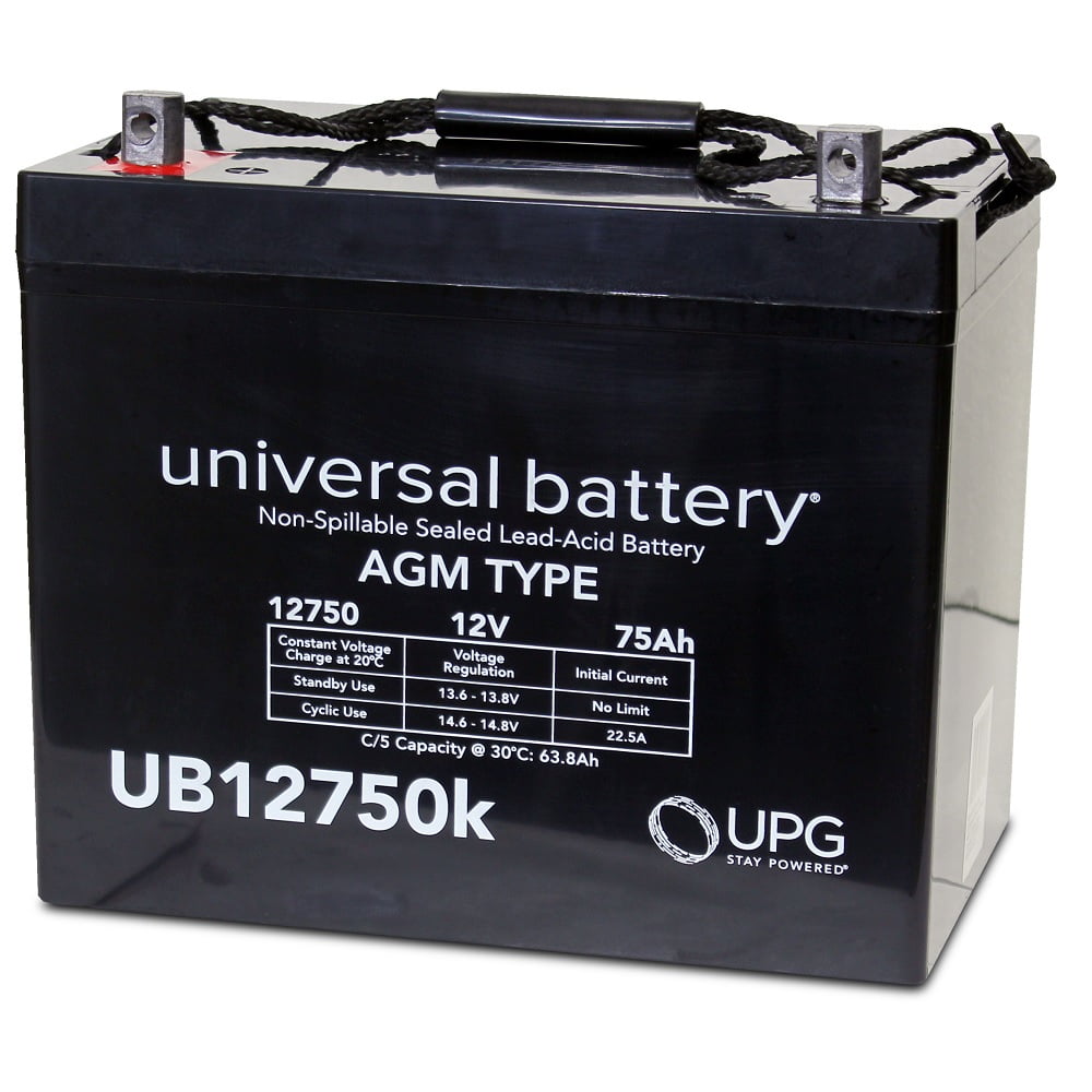 UPG UB12750 12V 75Ah AGM Battery Group 24 Battery for Mobility Power Chair Scooter Wheelchair Hoveround Deep Cycle Marine RV Camper Trolling Motor Solar Wind Backup