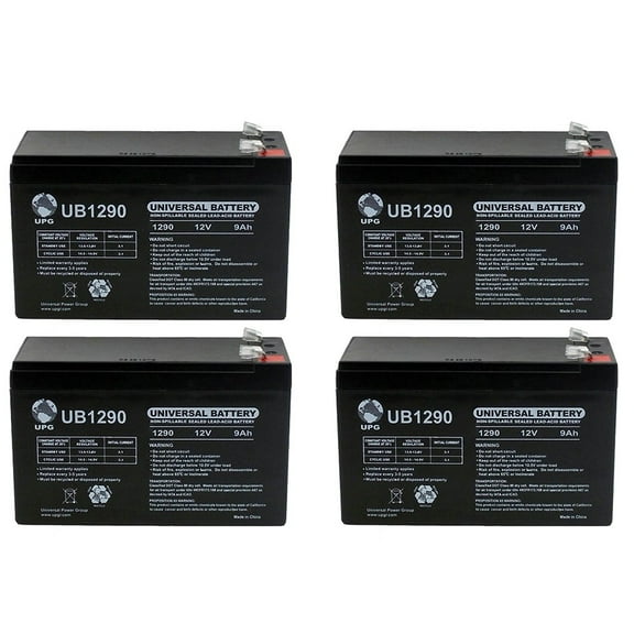 UPG UB1290 12V 9AH Sealed Lead Acid Battery F1 Terminal - 4 Pack