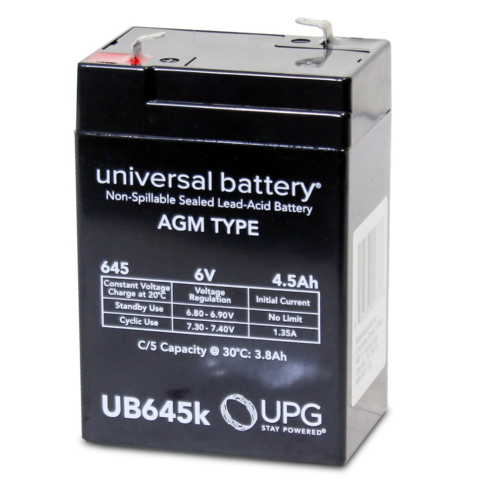 Universal Power Group Brand - 6 Volt Battery Size -4.5Ah F1 AGM-  - UB645 - Hunting Game Feeders, Game Cameras, Universal Fit