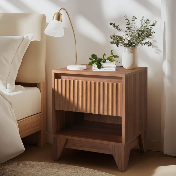 UPGO 1 - Drawer Nightstand With Charging Station, Versatile Side Table With Storage