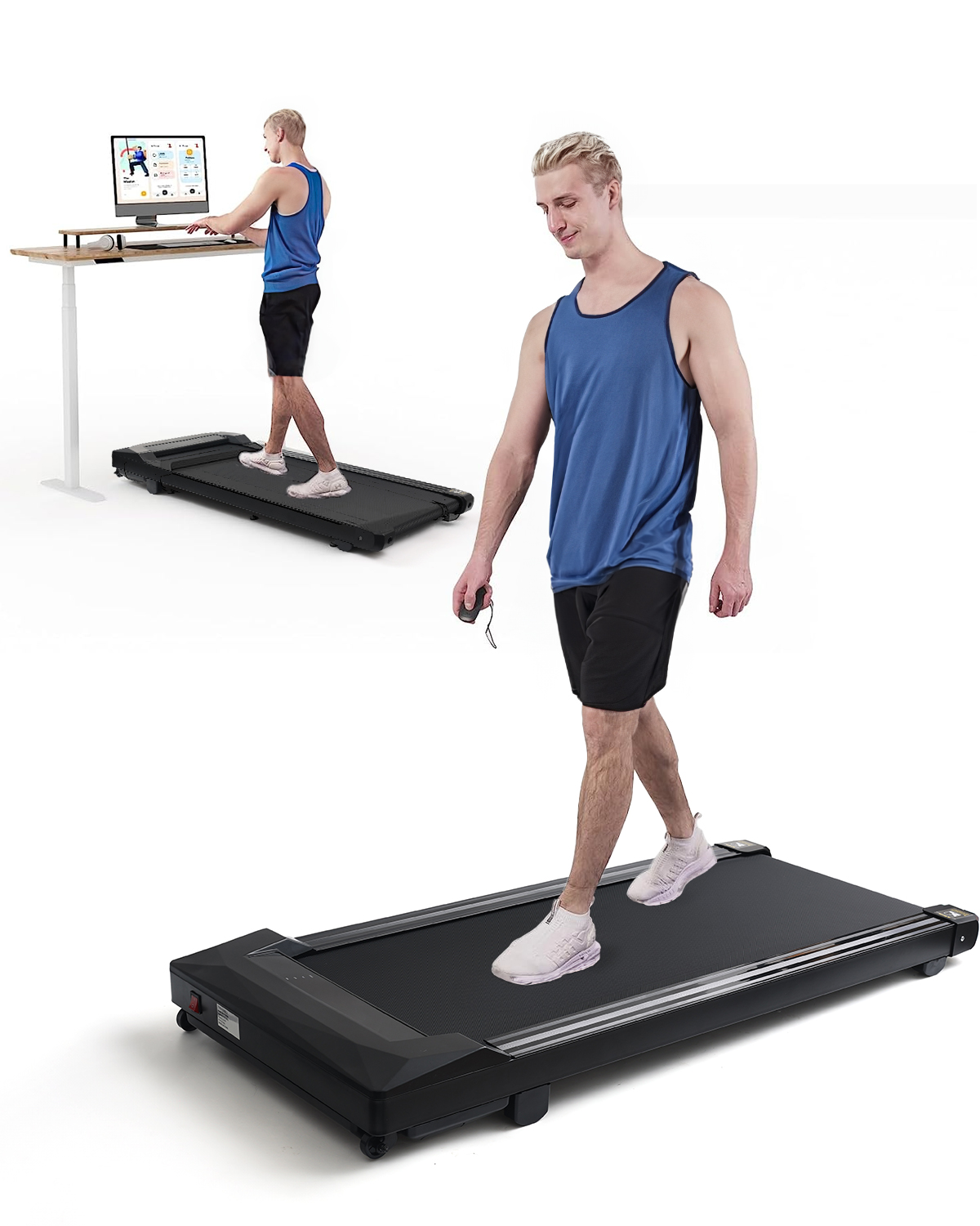 Goplus 1HP Adjustable Workout UnderDesk Walking Treadmill Exercise