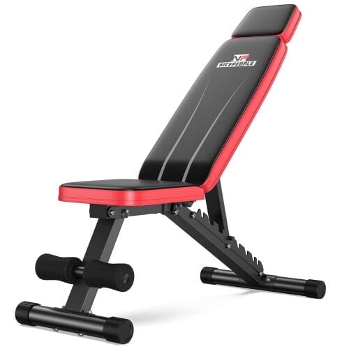 NICEPEOPLE Adjustable Weight Bench with Headrest,Dual-Support Workout Bench with 10 Backrests and 660LBS Weight Capacity
