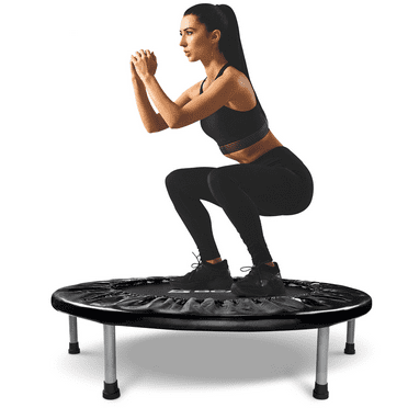 UPGO 38" Foldable Mini Trampoline, Fitness Trampoline with Safety Pad, Stable & Quiet,Max 300lbs,Black