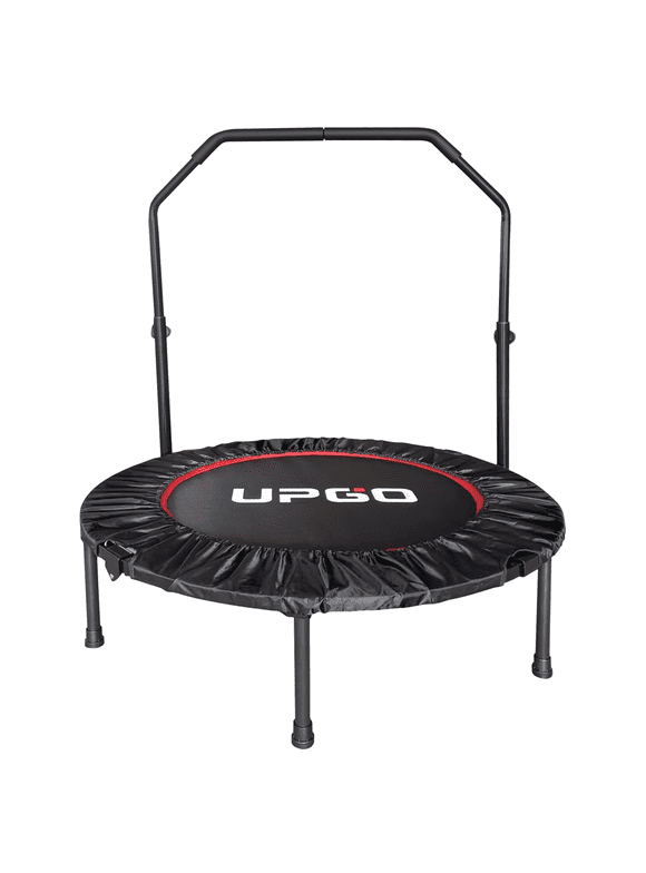 UPGO 40" Foldable Trampoline, Fitness Rebounder with Adjustable Foam Handle, Exercise Trampoline for Adults Indoor/Garden Workout Max Load 330lbs