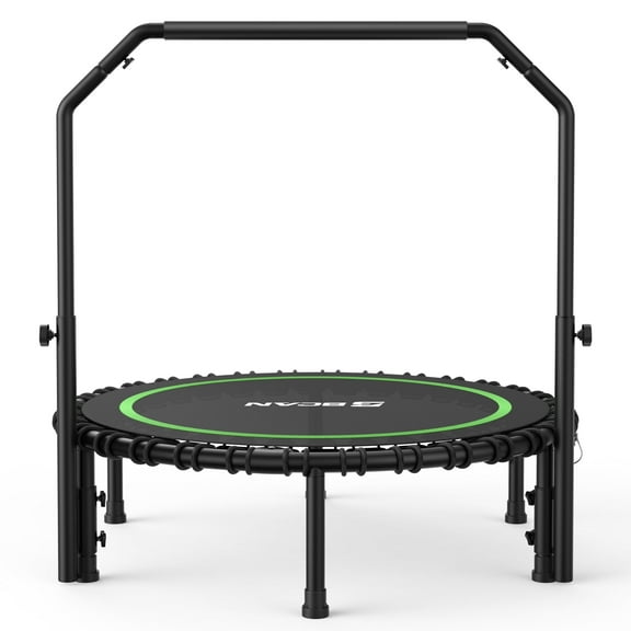 BCAN 450 LBS Foldable Mini Trampoline, 40" Fitness Trampoline with Bungees, Stable & Quiet Exercise Rebounder for Kids/Adults