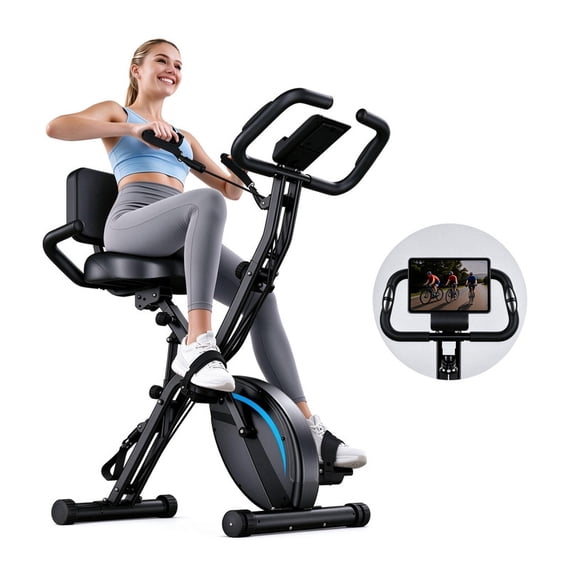 UPGO 5 IN 1 Folding Exercise Bike with 6.6 LBS Flywheel & 16 Levels of ...
