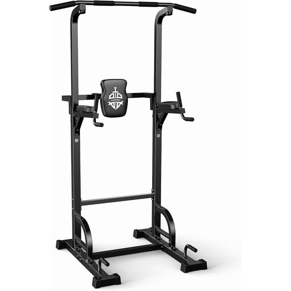 Sportsroyals Adjustable Power Tower 400lbs Max Weight Dip Station Pull up Bar Power Rack Push up Resistance Band for Home Gym