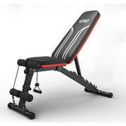 UPGO Adjustable Weight Bench with Resistance Bands, Foldable Decline Design