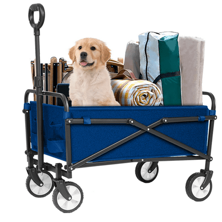 UPGO Collapsible Foldable Wagon, Beach Cart Large Capacity, Heavy Duty Folding Wagon Portable, Collapsible Wagon for Sports, Shopping, Camping