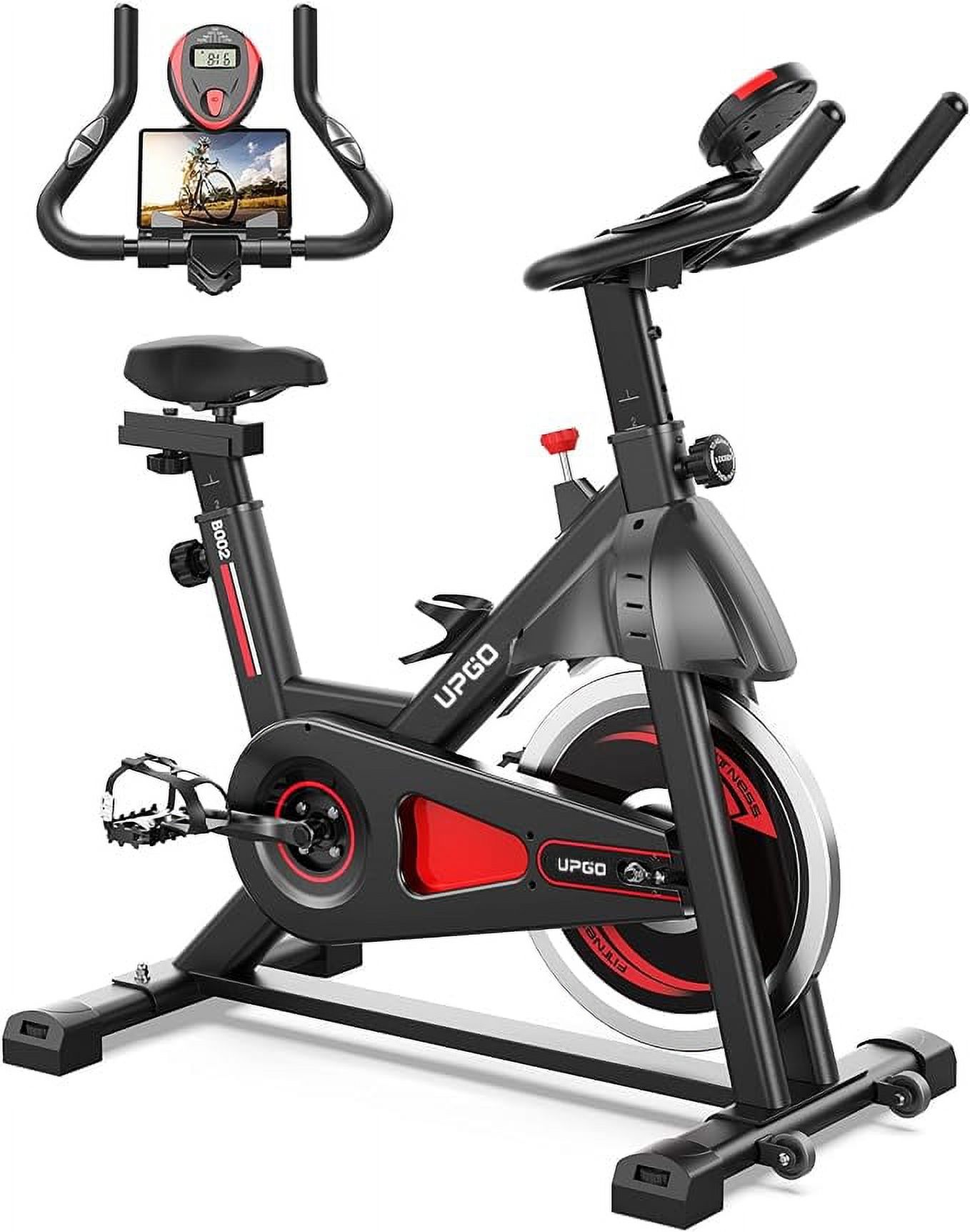 UPGO Exercise Bike-Stationary Indoor Cycling Bike for Home 270 Lbs Weight Capacity, Comfortable Seat Cushion and iPad Holder Red - image 1 of 7