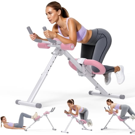 UPGO Foldable Ab Machine for Home, Adjustable Core Trainer Fitness Equipment for Body Shaping with LCD Display