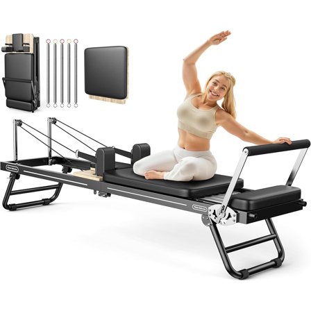Pilates Performance Machine Pilates Power Gym Reformer Machine with Push-Up Bar, Home Workout ...